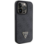 Guess Leather 4G Diamond Triangle Apple iPhone 15 Pro hátlap tok, fekete