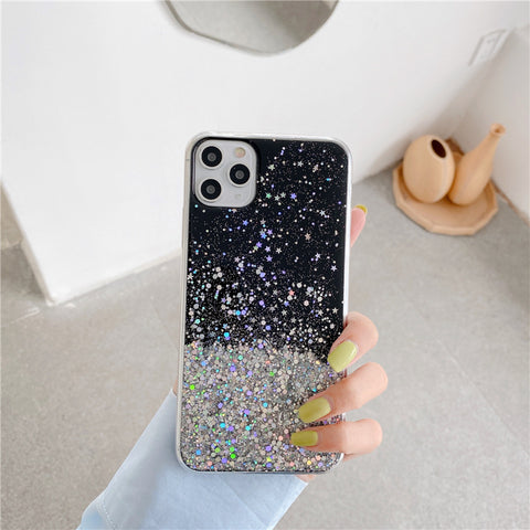tokdepo fekete "Glitter Star" iPhone tok